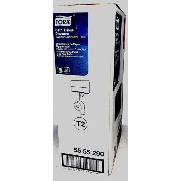 Tork Twin Mini Jumbo Bath Tissue Roll Toilet Paper Dispenser Black 5555290 - Picture 11 of 11
